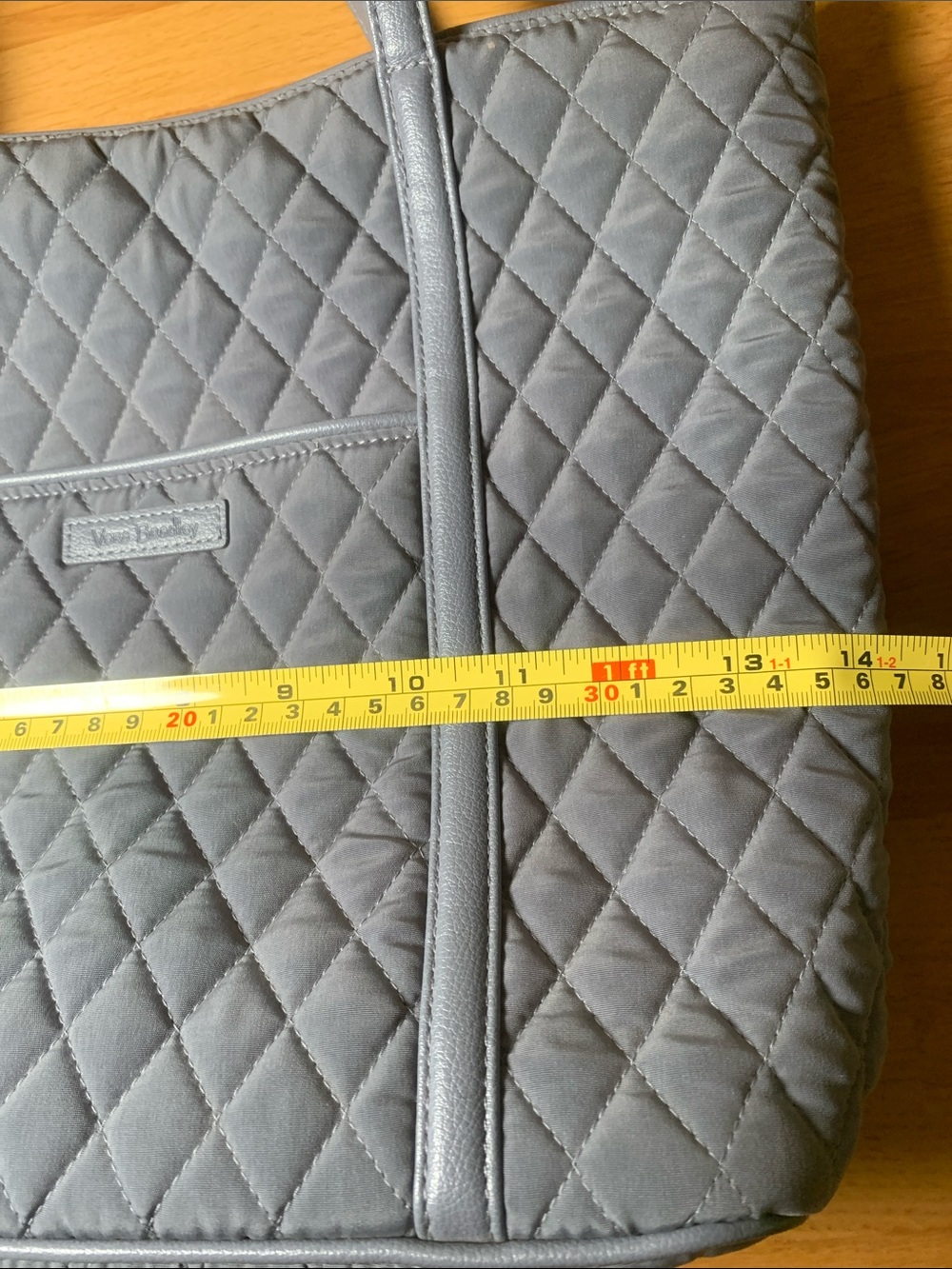 Vera Bradley Quilted Classic Grey Tote Red & Black Interior - Picture 11 of 12